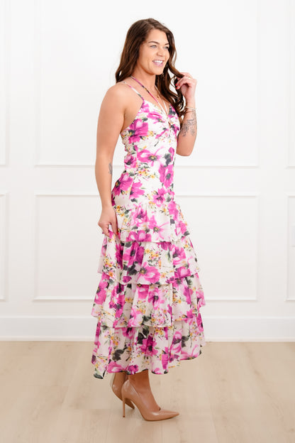 Floral Print Sleeveless Ruffle Tiered Maxi Dress