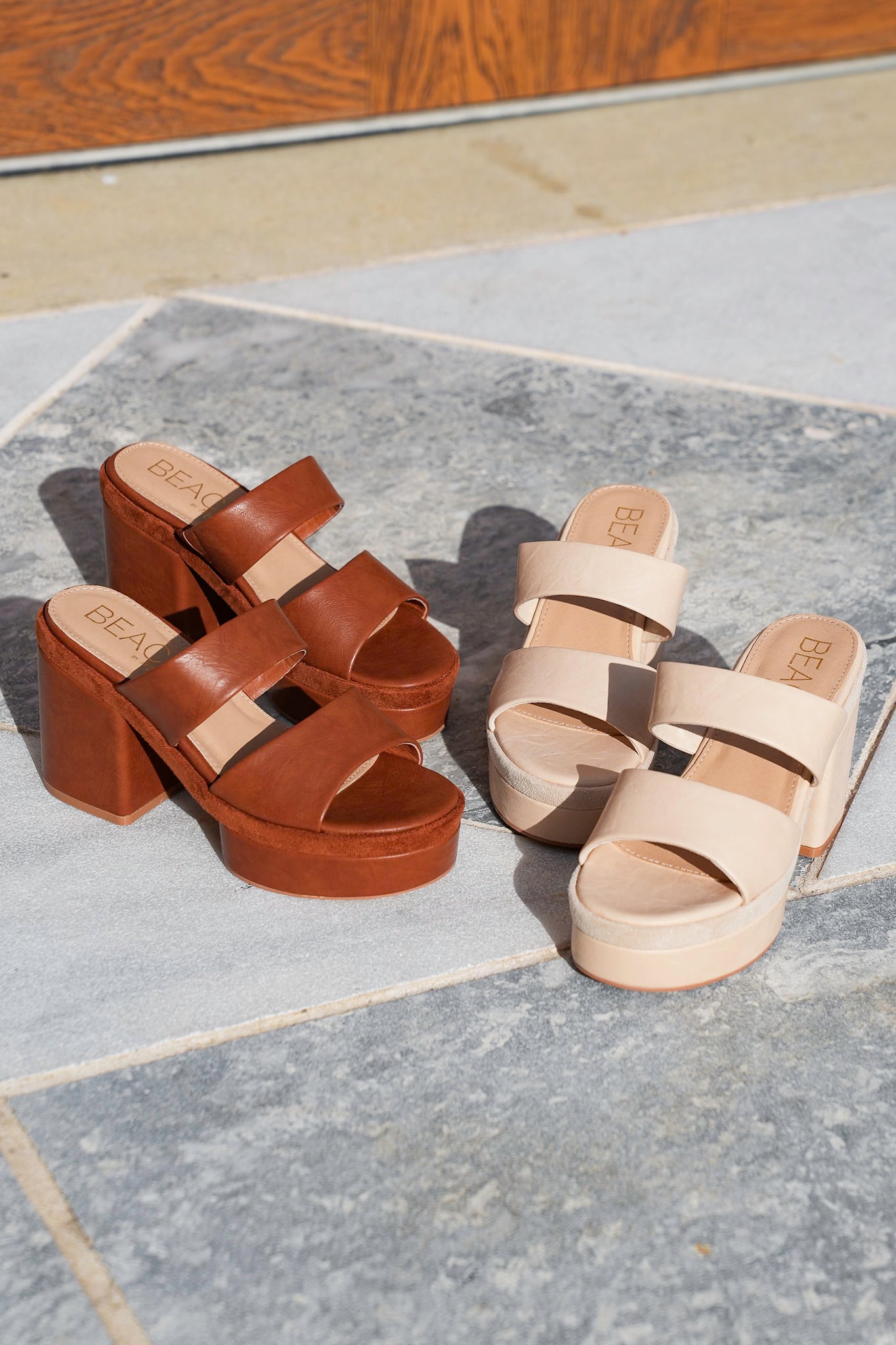 Chunky Block Heel Platform Sandal with Double Strap