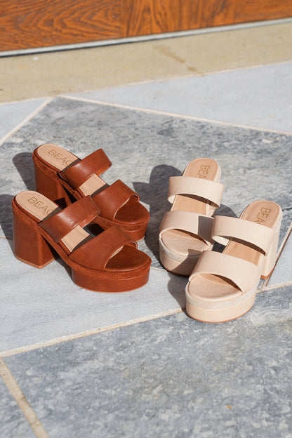 Chunky Block Heel Platform Sandal with Double Strap