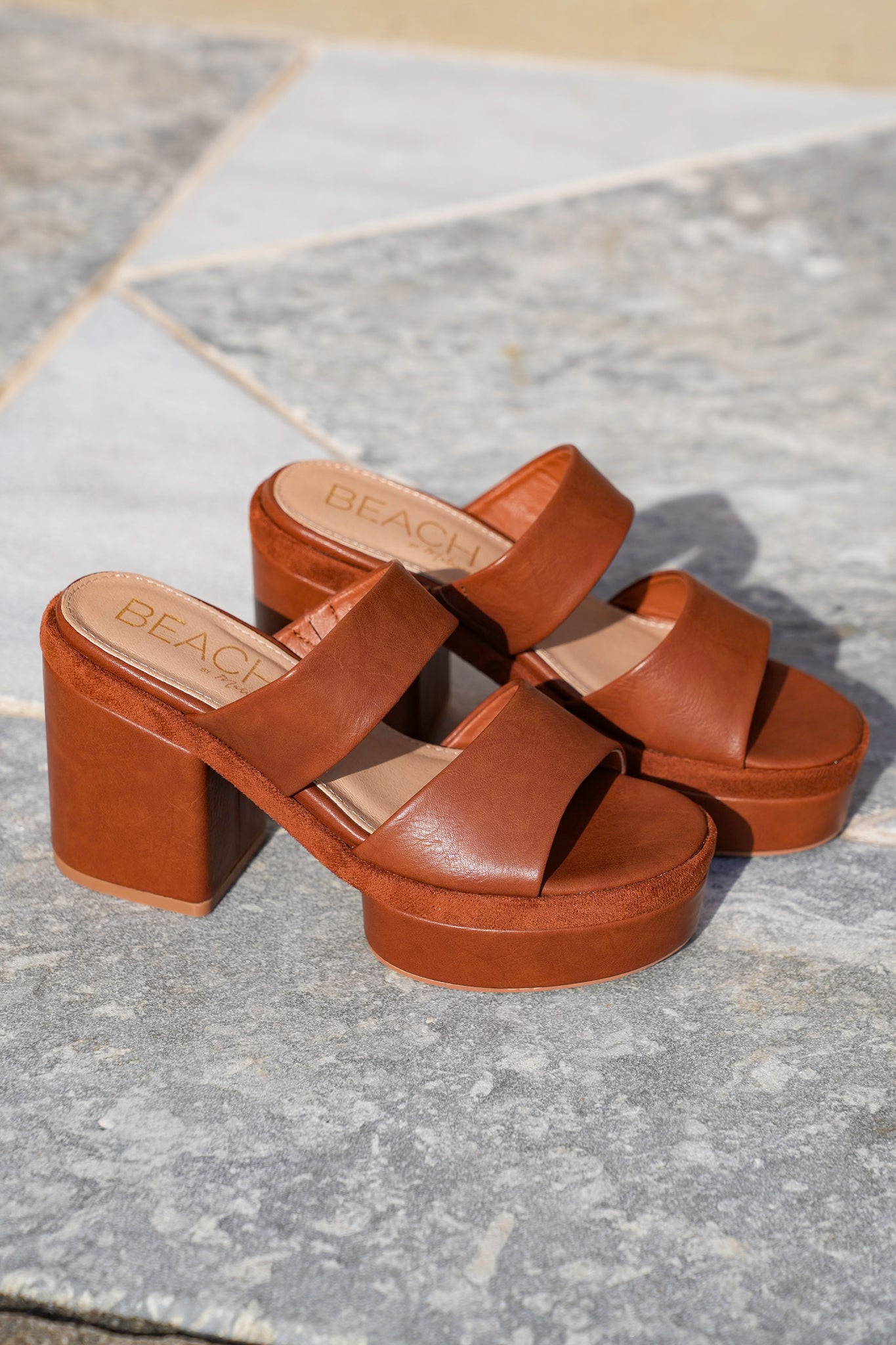 Chunky Block Heel Platform Sandal with Double Strap