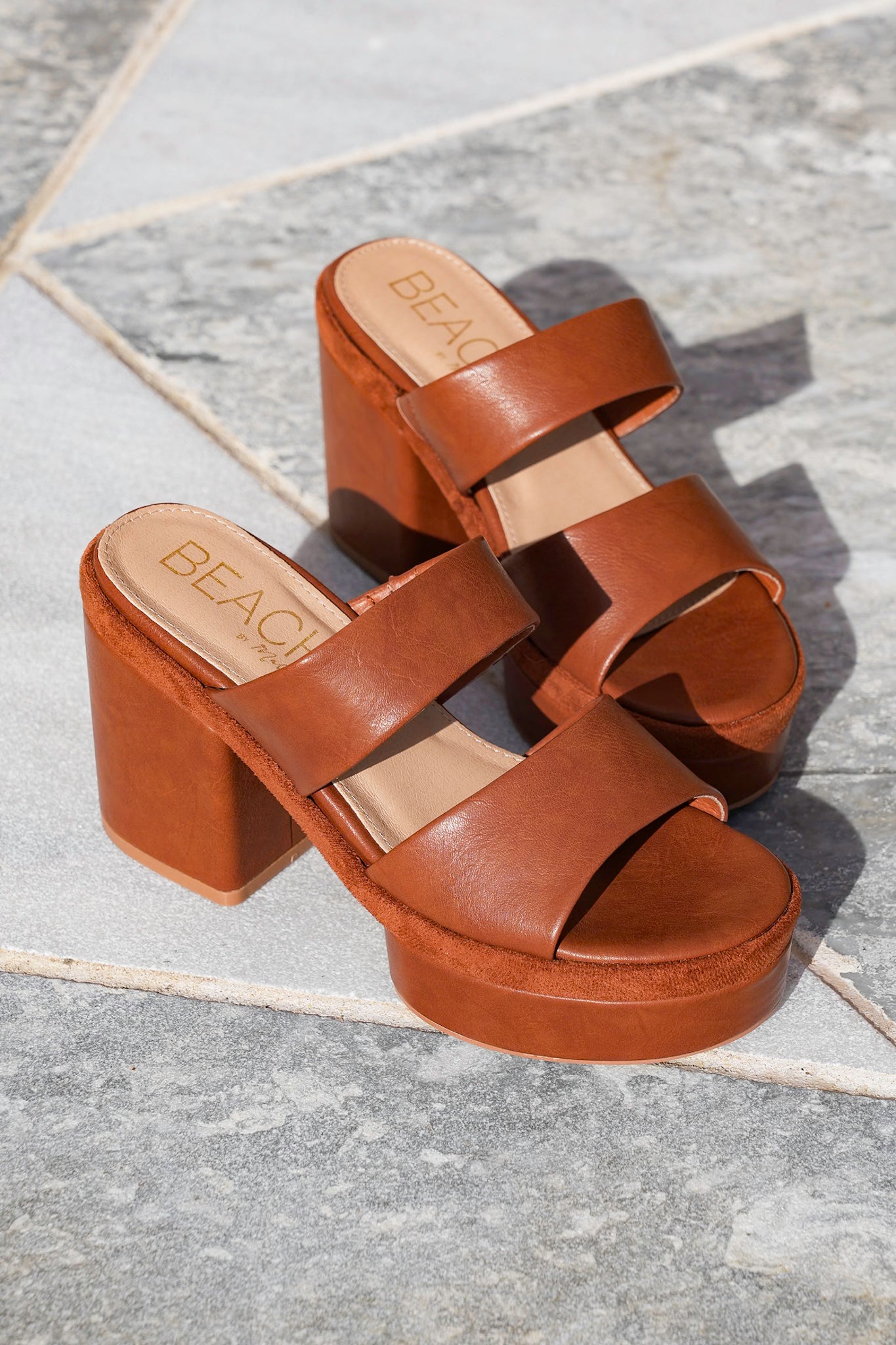 Chunky Block Heel Platform Sandal with Double Strap