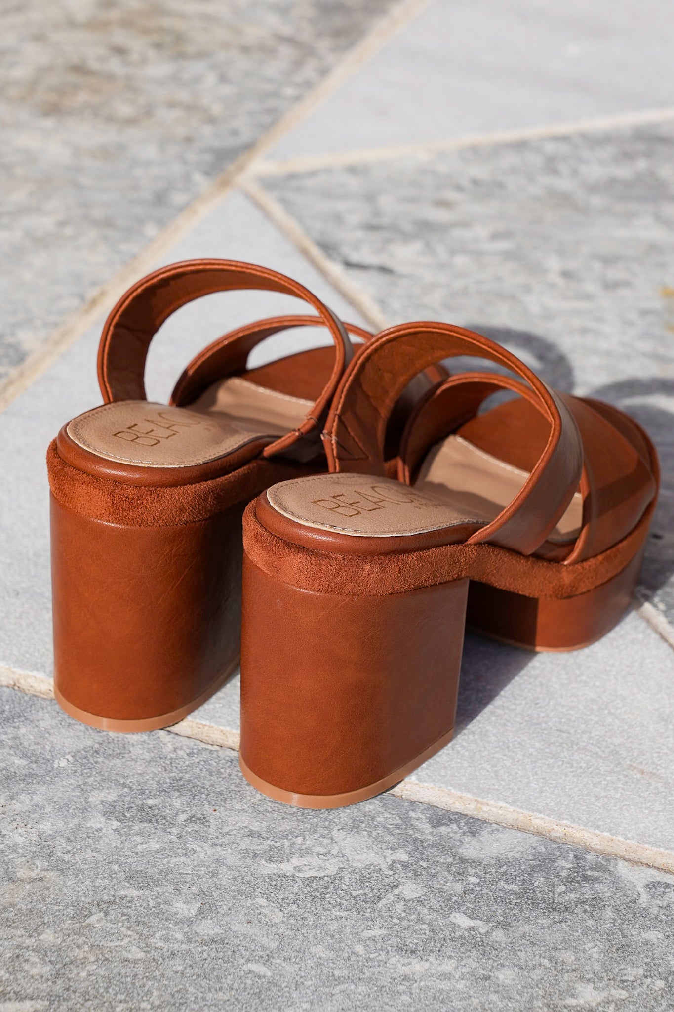 Chunky Block Heel Platform Sandal with Double Strap