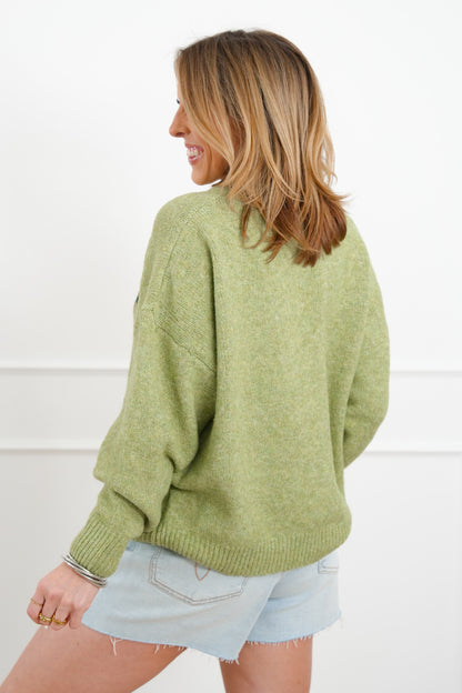 Knit Long Sleeve Flying Duck Pullover Sweater