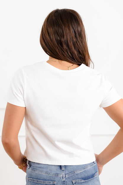 Short Sleeve Patchwork American Flag Crop Tee Shirt