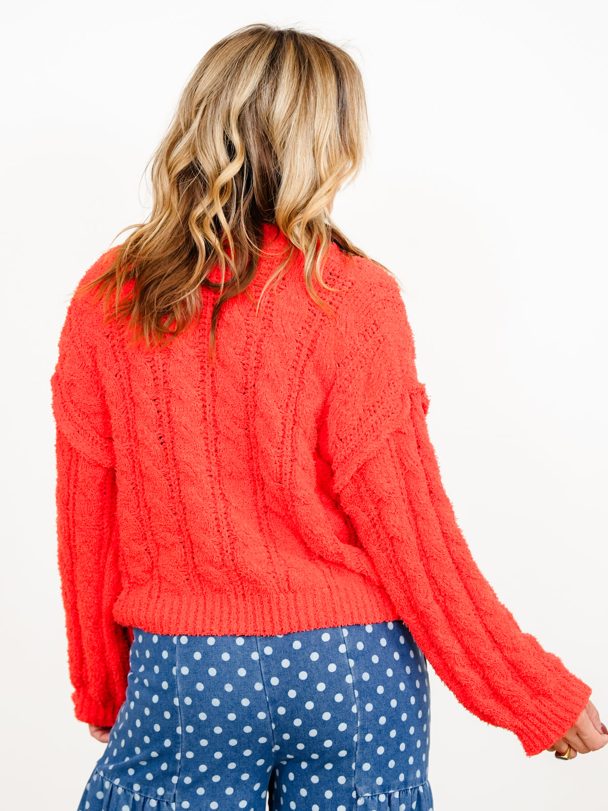POL Textured Long Sleeve V-Neck Pullover Sweater