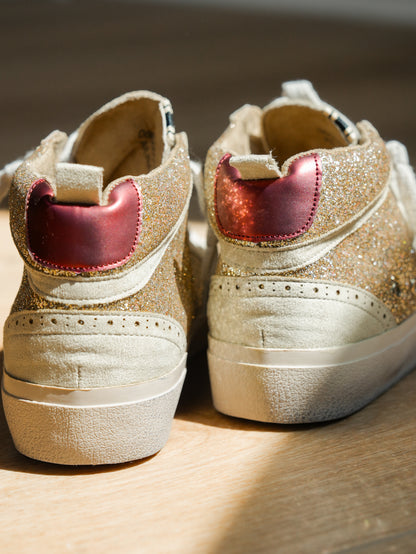 Shu Shop Gold Glitter with White Star Detail Hi-Top Sneakers - Freckled Poppy