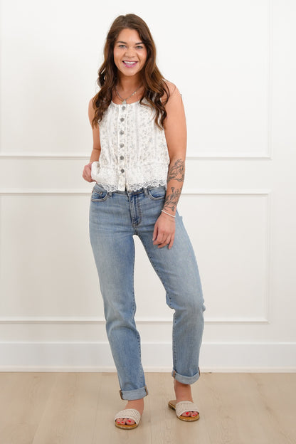 POL Floral Print Sleeveless Button Down Top