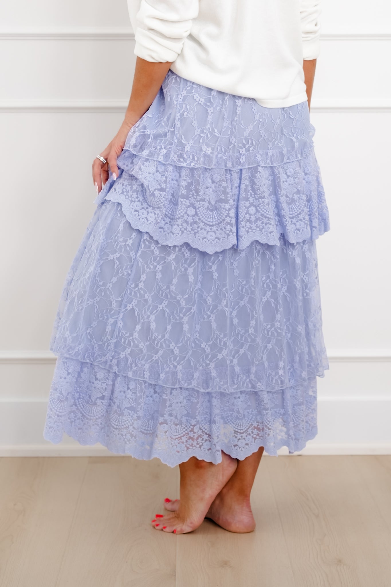 Lace Elastic Waist Tiered Maxi Skirt – Freckled Poppy