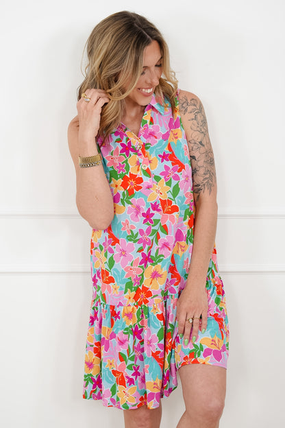 Plus/Reg Floral Print Sleeveless Midi Dress