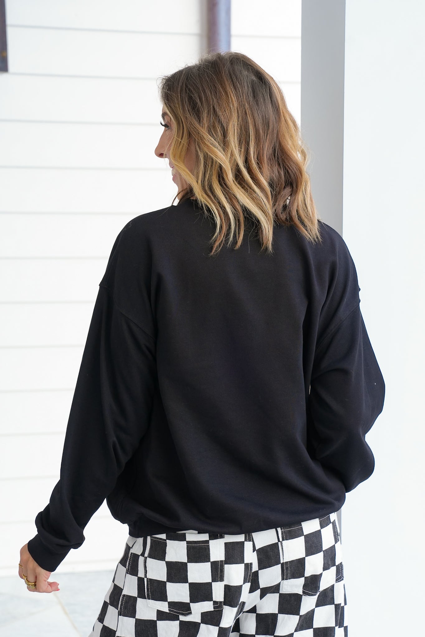 Long Sleeve Crew Neck Skeleton Print Top with Pumpkins