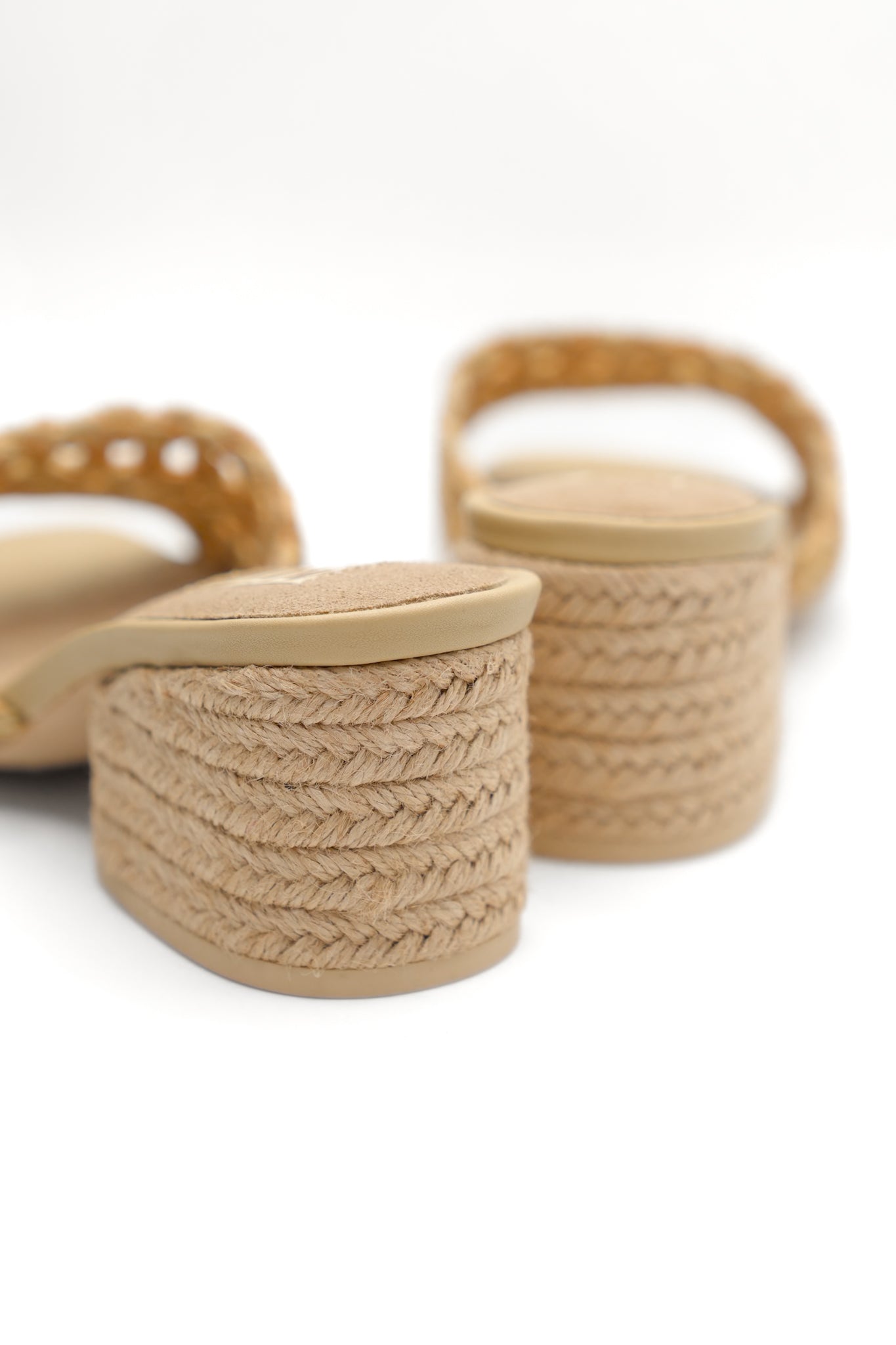 MIA Woven Raffia Strap Slide Heeled Sandals