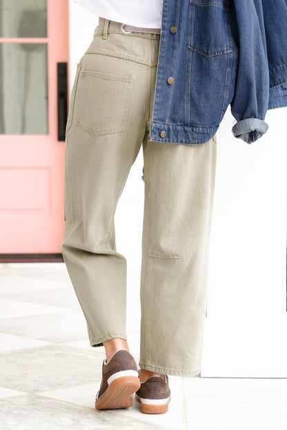 Vintage Washed Relaxed Fit Pants With Patches