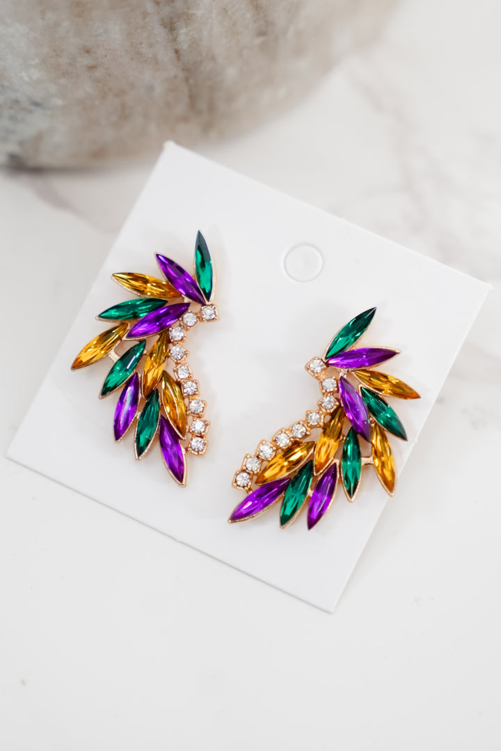 Aapparella Mardi Gras Crystal Stud Earrings