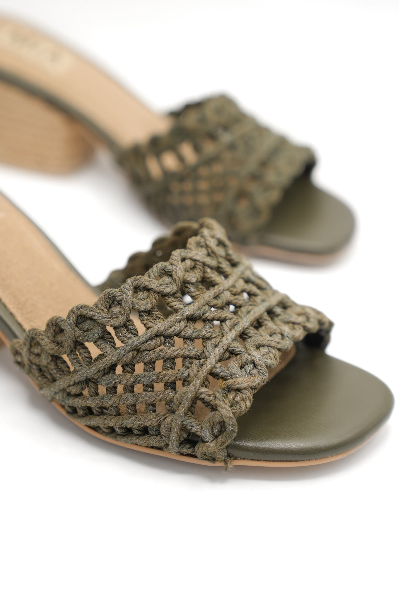MIA Woven Raffia Strap Slide Heeled Sandals