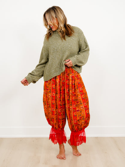 POL Long Balloon Sleeve Mock Neck Knit Sweater