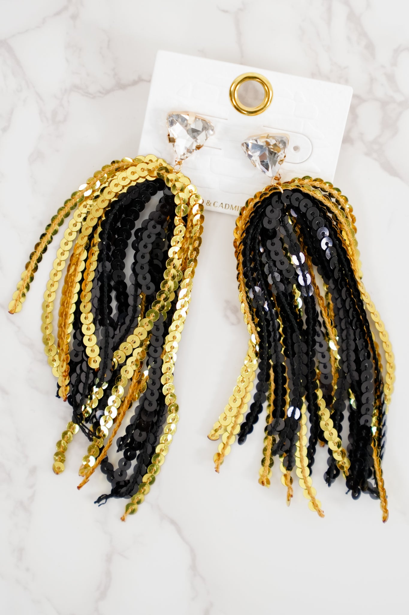 Mardi Gras Glittery Sequin Tassel Earrings