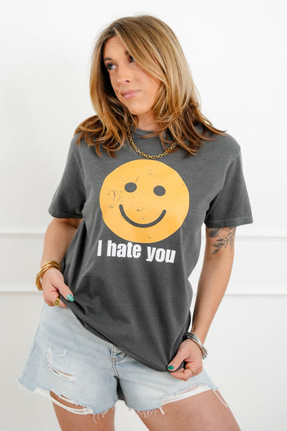 Plus/Reg Short Sleeve "I Hate You, Smiley" Graphic Tee