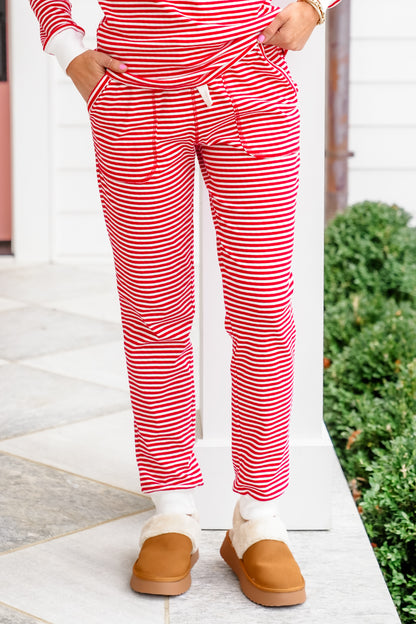 Plus/Reg Stripe Print Long Sleeve Top and Pants Lounge Set