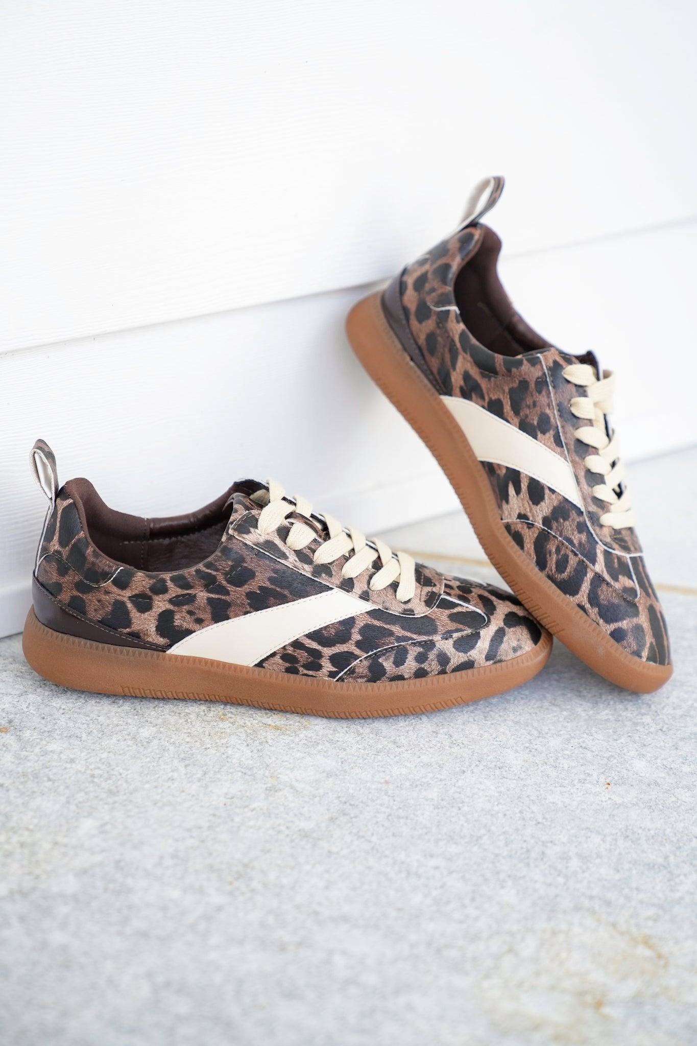 Animal Print Lace Up Sneaker with Contrast Stripe