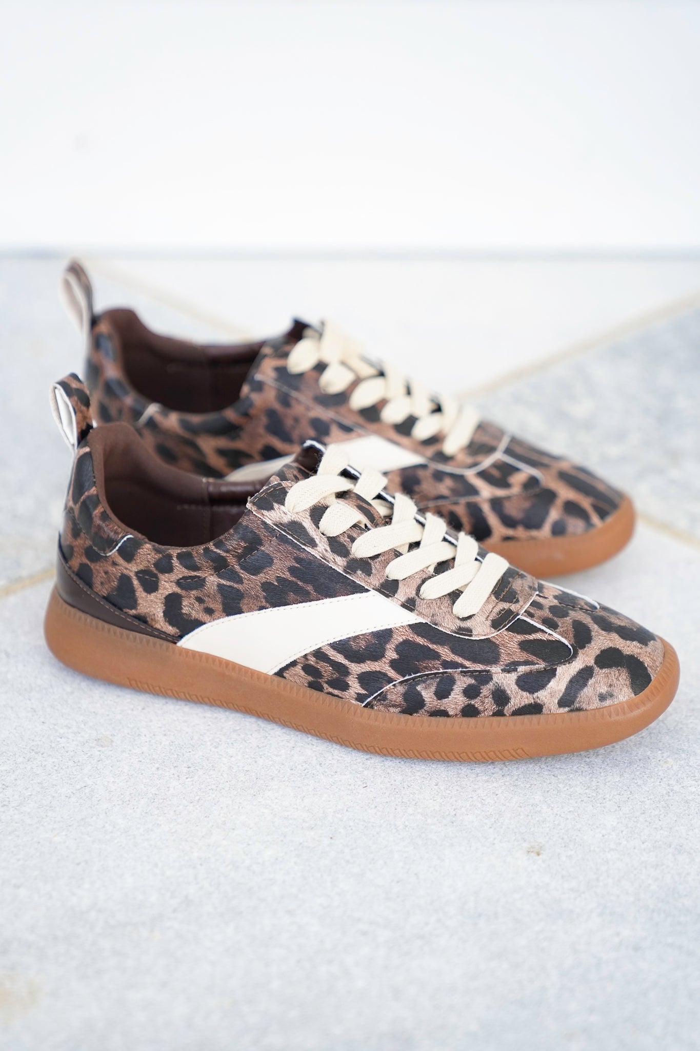 Animal Print Lace Up Sneaker with Contrast Stripe