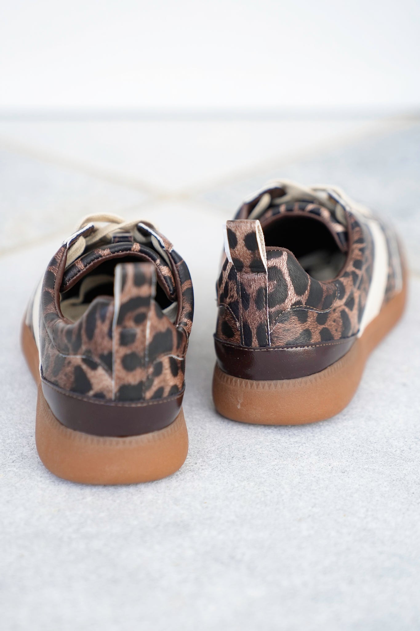 Animal Print Lace Up Sneaker with Contrast Stripe