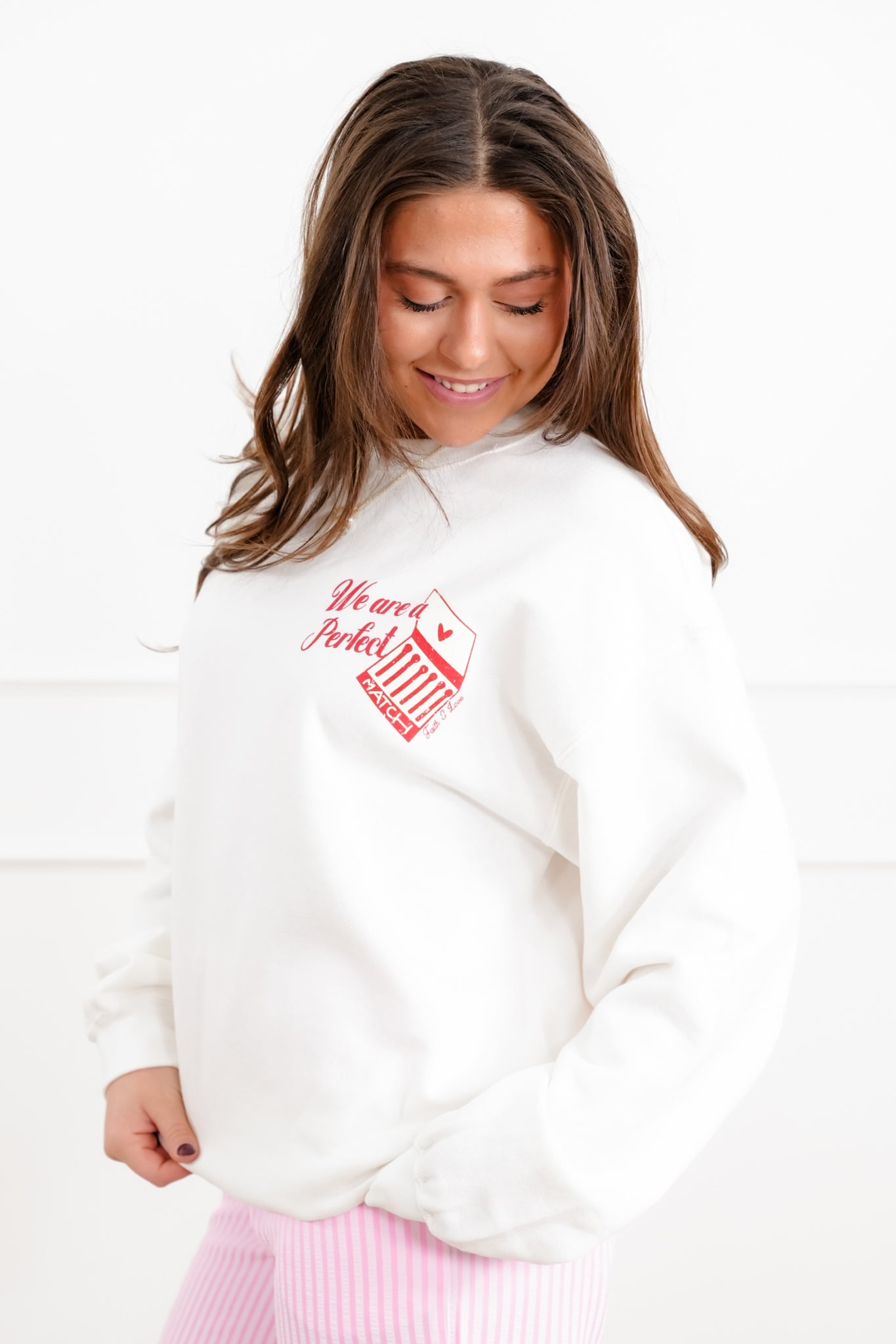 Long Sleeve " Perfect Match" Pullover Sweatshirt