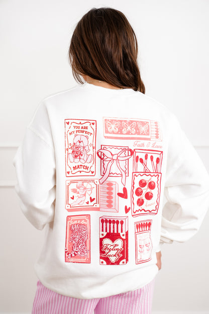 Long Sleeve " Perfect Match" Pullover Sweatshirt