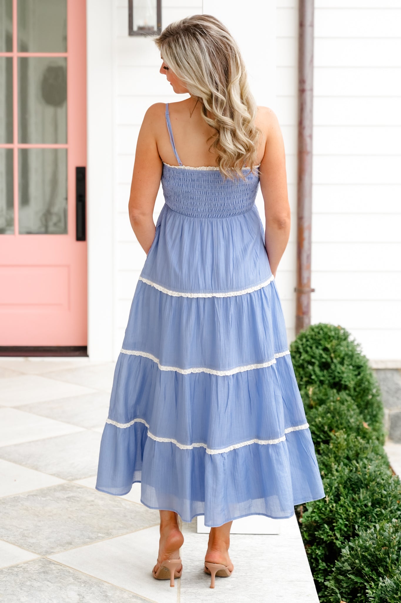 Solid Sleeveless Maxi Dress with Lace Trim