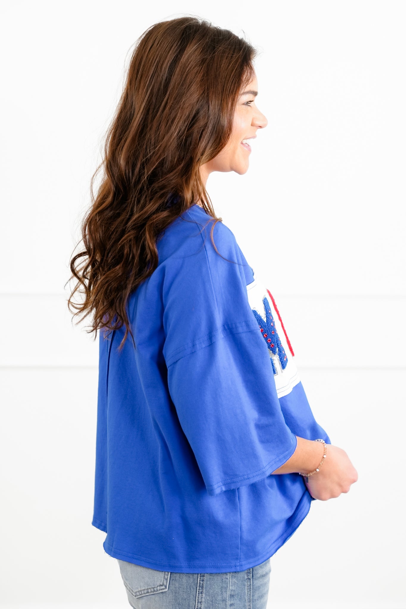 Short Sleeve Top with "America" Patch Detail