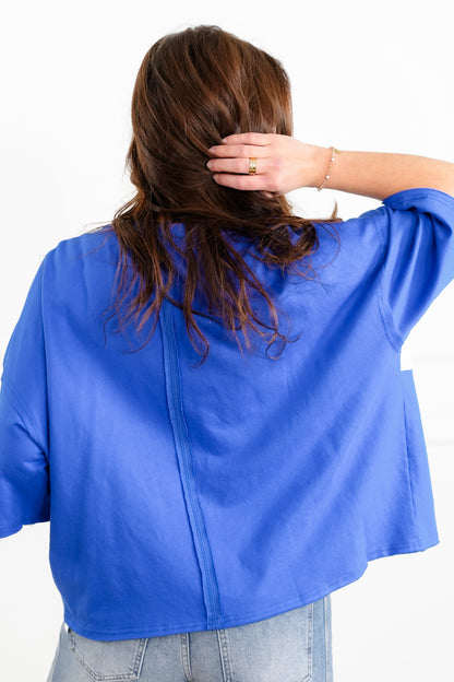 Short Sleeve Top with "America" Patch Detail