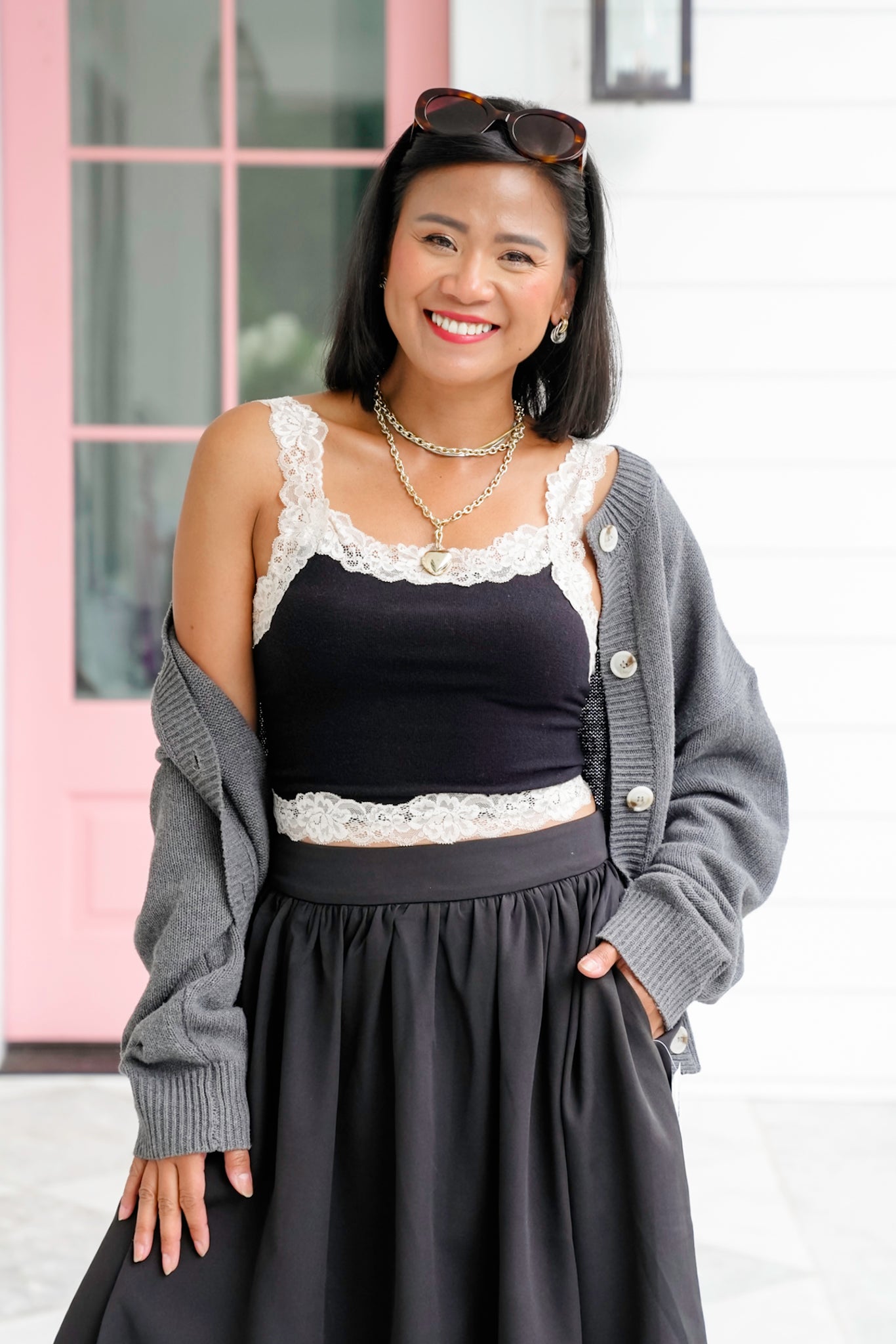 Knit Cropped Tank Top with Lace Detail – Freckled Poppy