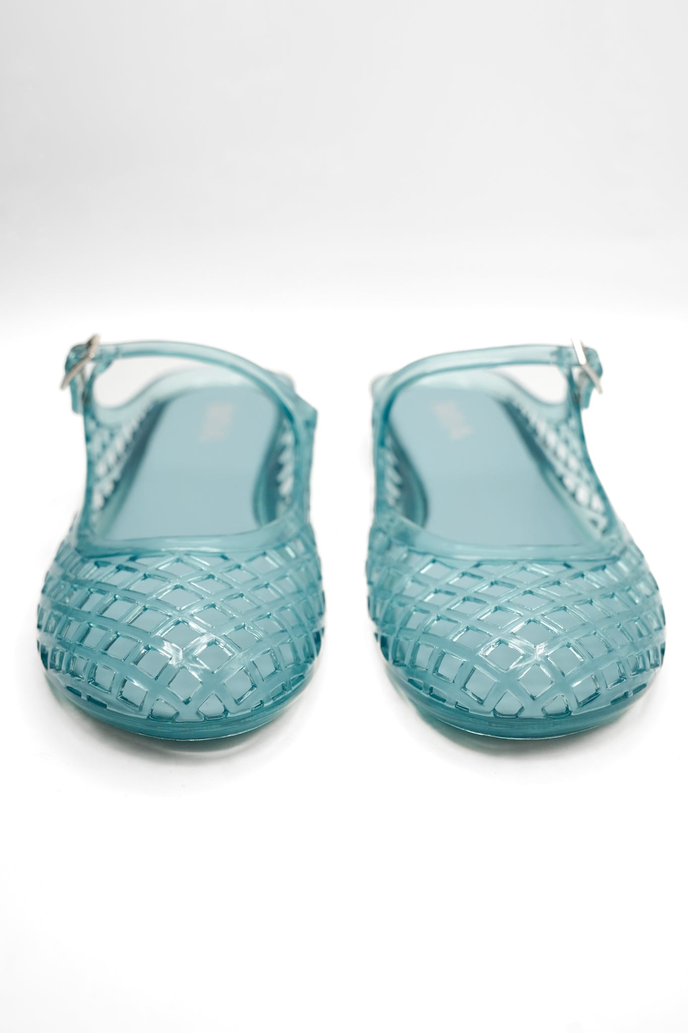 MIA Glossy Jelly Cage Flats with Buckle Strap