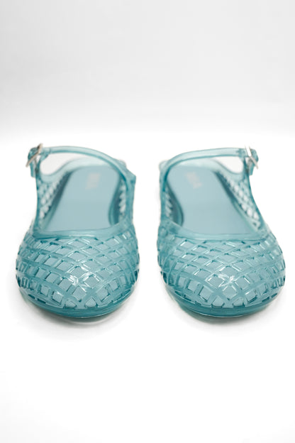 MIA Glossy Jelly Cage Flats with Buckle Strap