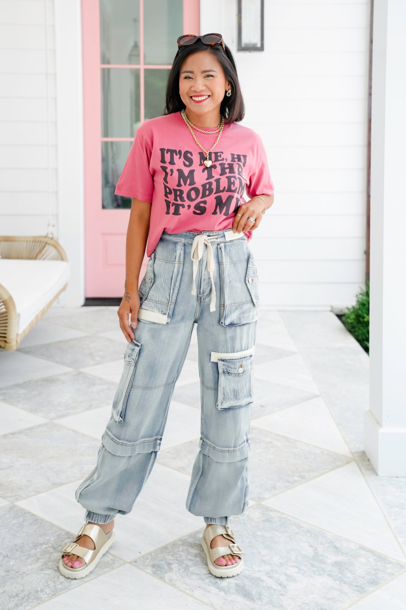 POL Light Wash Cargo Joggers