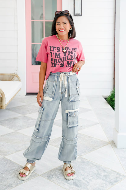 POL Light Wash Cargo Joggers