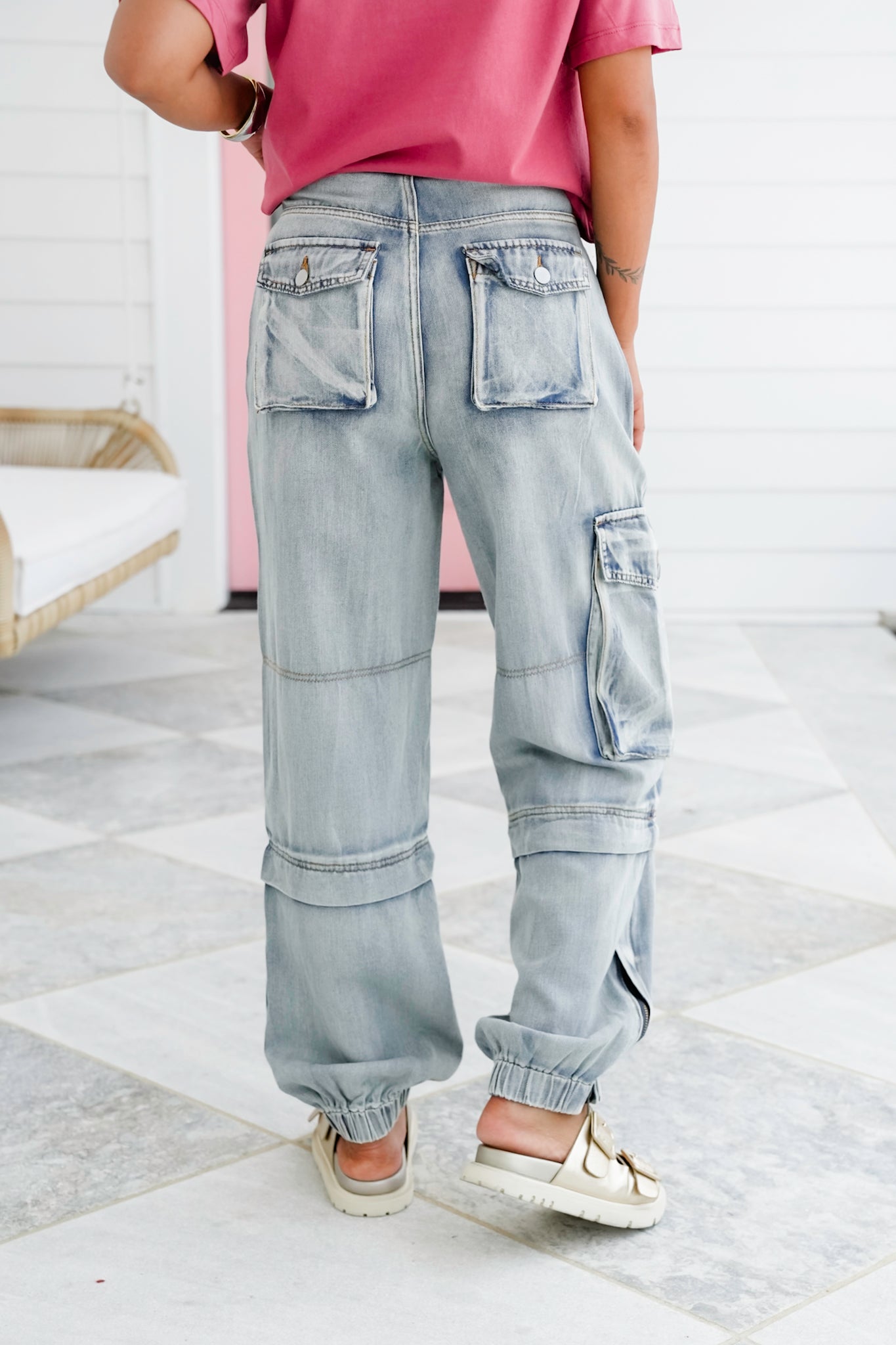 POL Light Wash Cargo Joggers