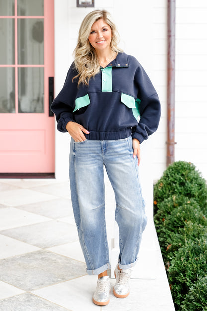 Long Sleeve Pullover Jacket with Fleece Lining