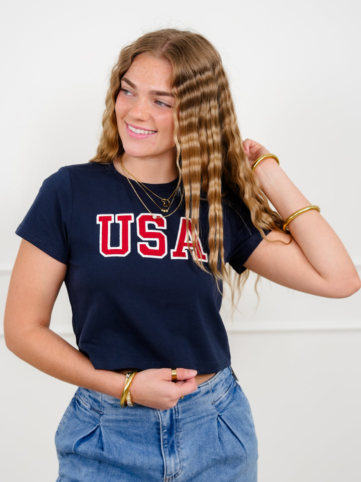 Short Sleeve Stitched USA Top
