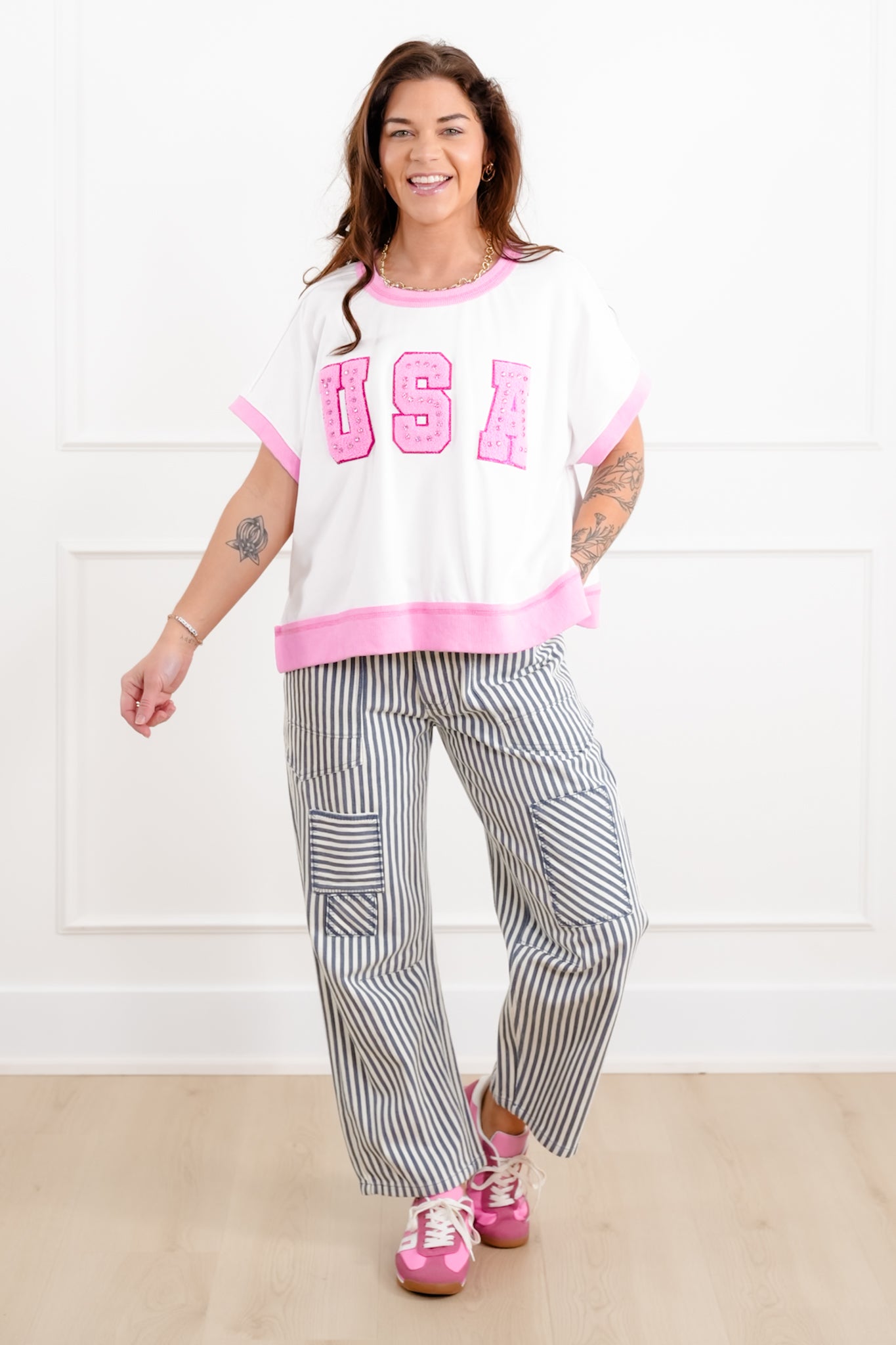 Short Sleeve Top with "USA" Patch Detail