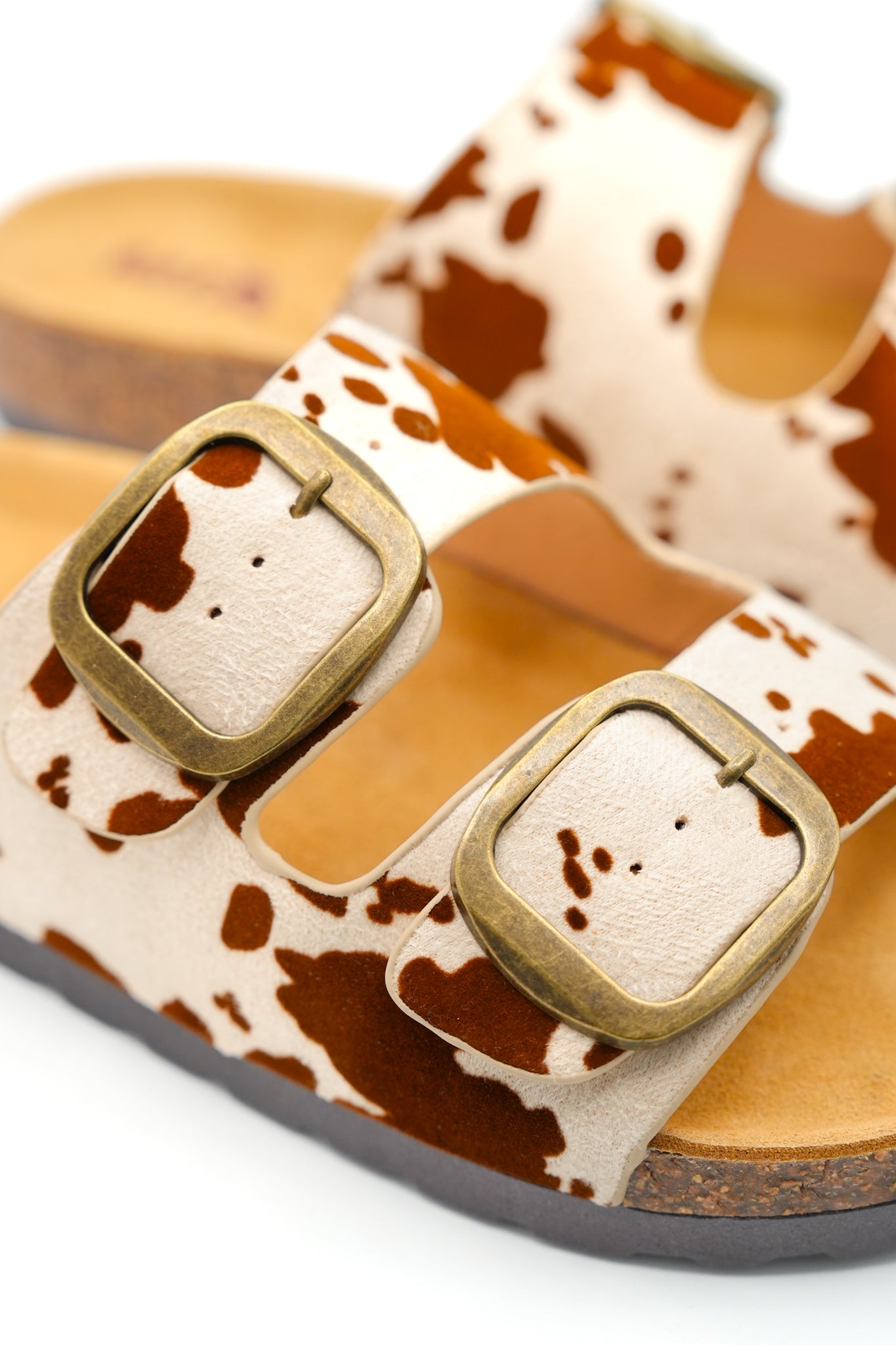 MIA Animal Print Double Buckle Cork Footbed Sandal