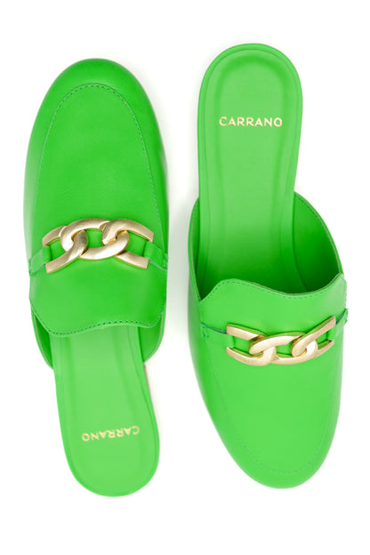 Chain Detail Slip On Loafer Mule