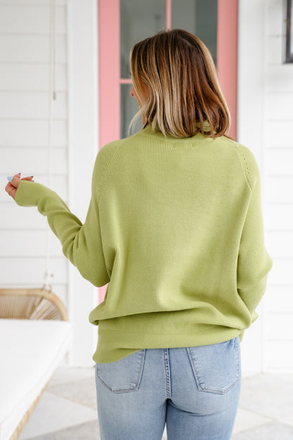 Long Dolman Sleeve Mock Neck Pullover Sweater