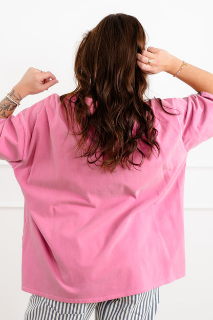 Short Sleeve Round Neck Top with Star Patch Detail