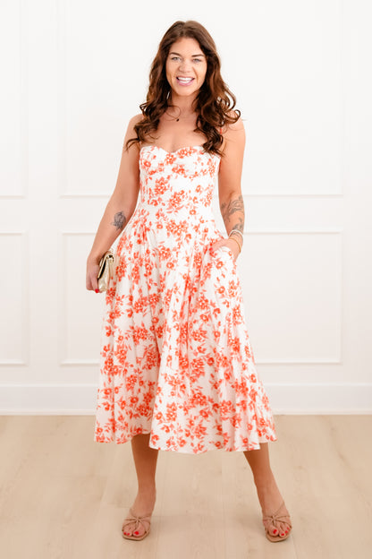 Floral Print Sleeveless Midi Dress