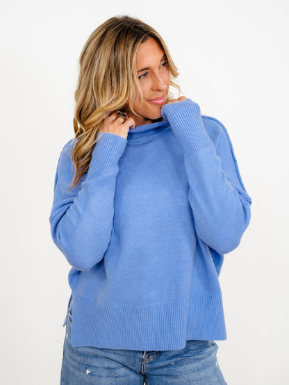 Solid Long Sleeve Mock Neck Sweater
