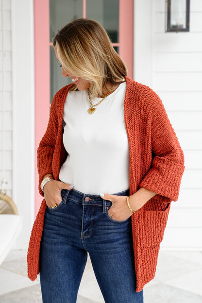 POL Knit 3/4 Cuffed Sleeve Open Front Cardigan