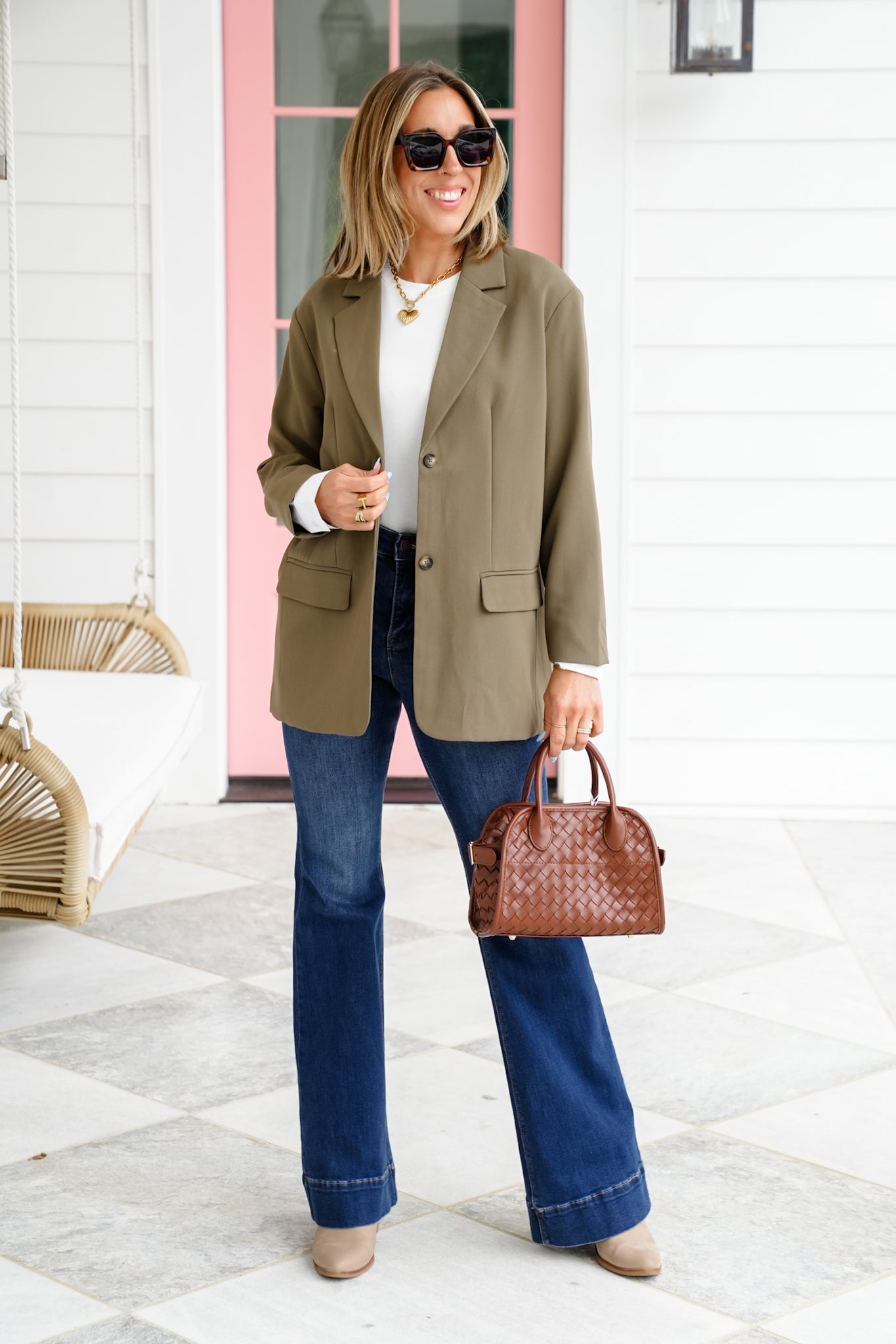 Classic Long Sleeve Single Breasted Blazer with Cuff Detail