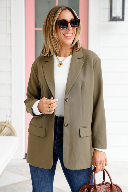 Classic Long Sleeve Single Breasted Blazer with Cuff Detail