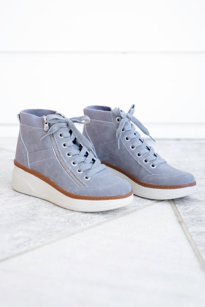 Blowfish Vegan Suede Lace Up Wedge Sneaker Boot with Side Zipper