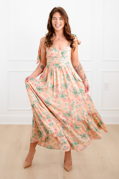 Floral Print Sleeveless Dress With Shoulder Tie Detail